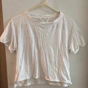 Anthropologie White Crop Relaxed T-Shirt